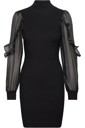 French Connection Krista Organza Puff Slv Dress Lyhyt Mekko Black