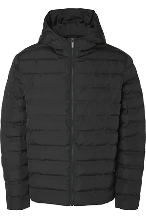 SELECTED Slhbarry Quilted Hoodjacket Noos Vuorillinen Takki Topattu Takki Black