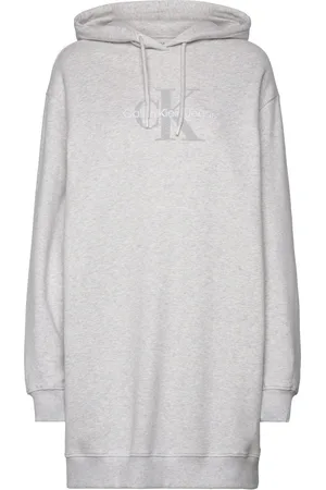 Calvin Klein Chenille Monologo Hoodie Dress Lyhyt Mekko Grey