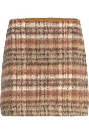 Rodebjer Seine Brushed Check Skirts Short Skirts Brown