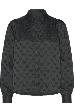 VERO MODA Vmviga Jacquard Ls Shirt Wvn Ga Tops Shirts Long-sleeved Black