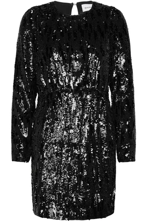 SELECTED Slfari-Colyn Ls Short Sequins Dress B Lyhyt Mekko Black