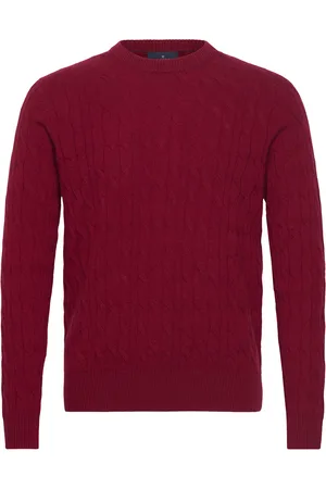 Hackett Lw Cable Crew Tops Knitwear Round Necks Red