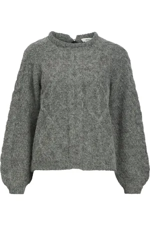 Object Objsmilla Knit Re L/S Pullover Cc1 Aw Tops Knitwear Jumpers Grey