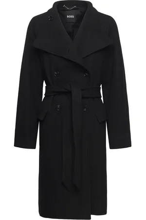 HUGO BOSS Cedandina Villakangastakki Pitkä Takki Black
