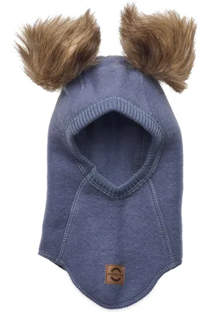 Mikk-Line Wool Fullface W. Pom Pom Accessories Headwear Balaclava Blue