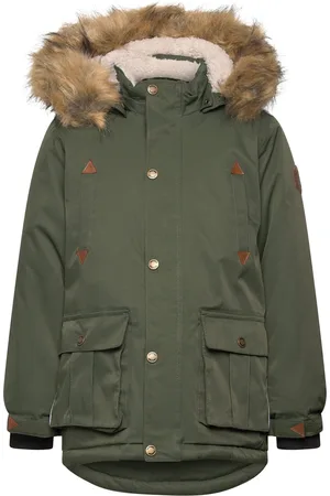 Mikk-Line Twill Nylon Boy Parca Outerwear Snow-ski Clothing Snow-ski Jacket Khaki Green