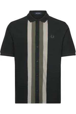 Fred Perry Panelled Button Polo S Tops Polos Short-sleeved Green