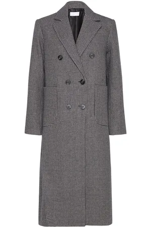 Creative Collective Emma Coat Check Villakangastakki Pitkä Takki Grey