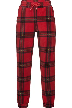 Mini Rodini Check Aop Fleece Trousers Outerwear Fleece Outerwear Fleece Trousers Red