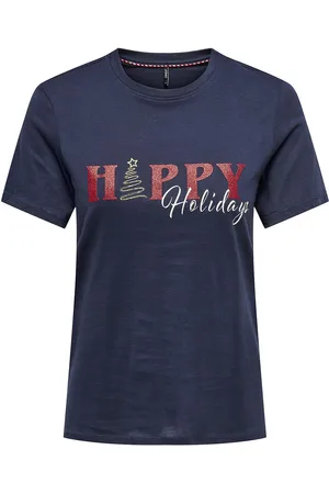 ONLY Onlfrenzy Life Reg S/S Top Box Xmas Jrs Tops T-shirts & Tops Short-sleeved Navy