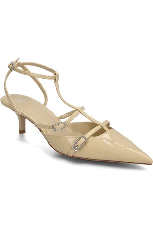 MANGO Heeled Shoes With Buckles Shoes Mules & Slip-ins Heeled Mules Cream
