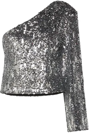 MAUD Sandra Sequin Top Tops Blouses Long-sleeved Silver