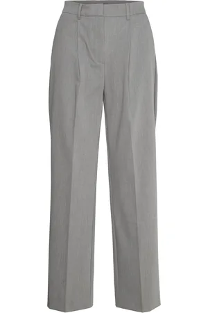 MANGO Straight-Fit Pleated Trousers Bottoms Trousers Straight Leg Grey