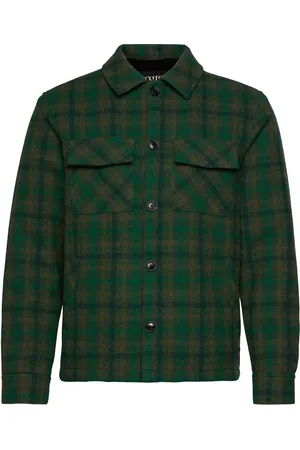 Scotch&Soda Teddy Lined Checked Overshirt Tops Overshirts Green