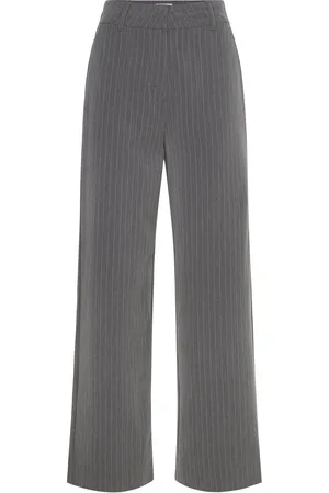 Norr Neo Pinstripe Pants Bottoms Trousers Flared Grey