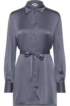 Dante 6 Verona Silk Tunic Tops Shirts Long-sleeved Blue