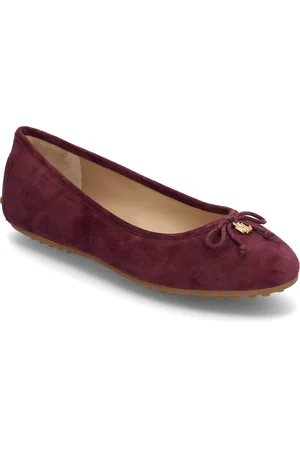 Ralph Lauren Jayna Suede Driver Flat Ballerinat Burgundy