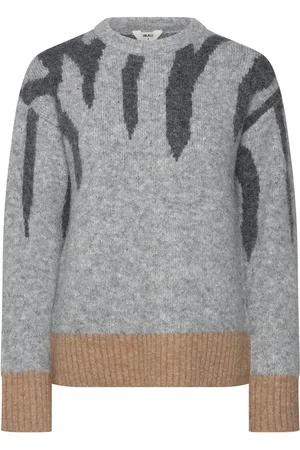 Object Objrabu Knit L/S Re Pullover 134 Tops Knitwear Jumpers Grey