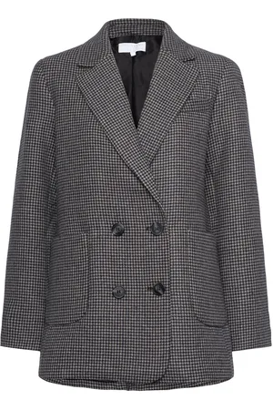 Creative Collective Emma Jacket Check Blazers Double Breasted Blazers Black