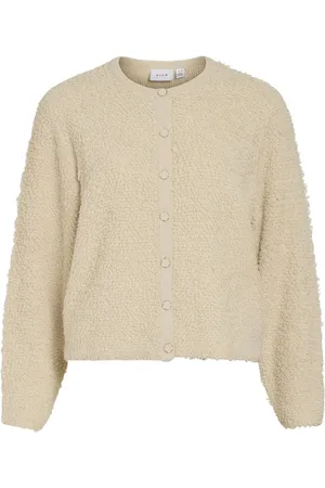 VILA Vipaza O-Neck L/S Knit Jacket Tops Knitwear Cardigans Beige
