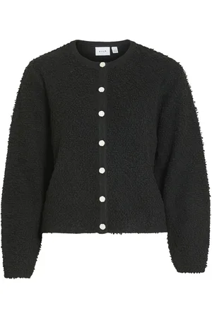 VILA Vipaza O-Neck L/S Knit Jacket Tops Knitwear Cardigans Black