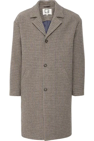 Casual Friday Cfclaes Houndstooth Cheked Relaxed Villakangastakki Pitkä Takki Beige
