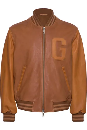 GANT Leather Varsity Jacket Outerwear Jackets Varsity Jackets Brown