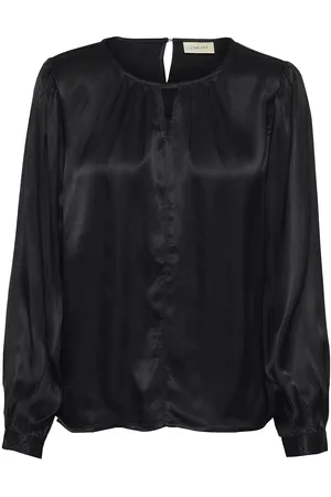 Cream Crviria Long Sleeve Blouse Tops Blouses Long-sleeved Black