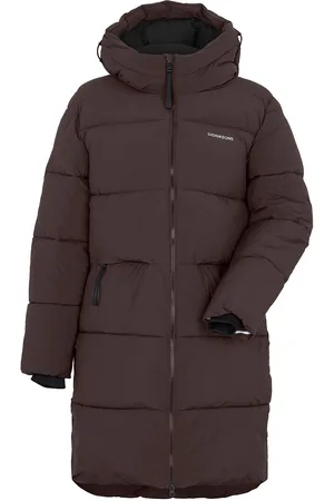 Didriksons Nomi Wns Parka 2 Topattu Pitkä Takki Brown
