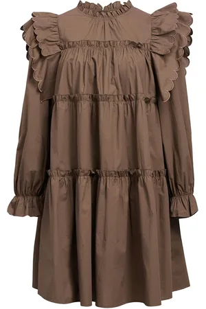 Object Objhope L/S Short Dress Div Lyhyt Mekko Brown