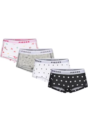 Pieces® Pclogo Lady Dots 4-Pack Hipsterit Alushousut Alusvaatteet Black