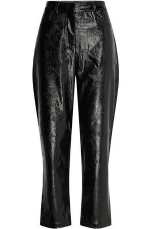 French Connection Emmett Pu Tapered Trouser Bottoms Trousers Leather Leggings-Housut Black