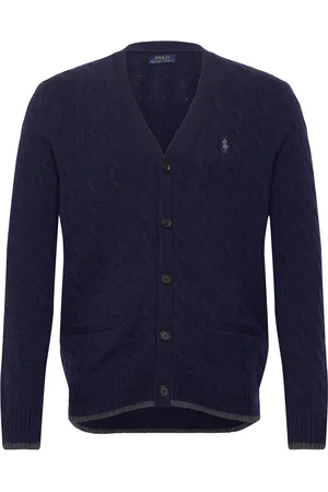 Ralph Lauren Cable-Knit Wool-Cashmere Cardigan Tops Knitwear Cardigans Navy