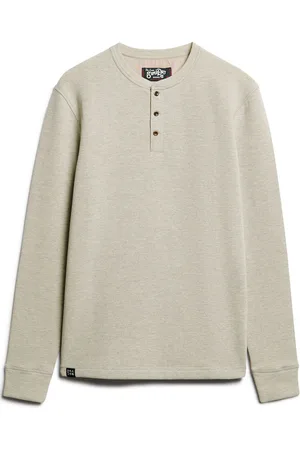 Superdry Merchant Grandad Top Tops T-shirts Long-sleeved Cream