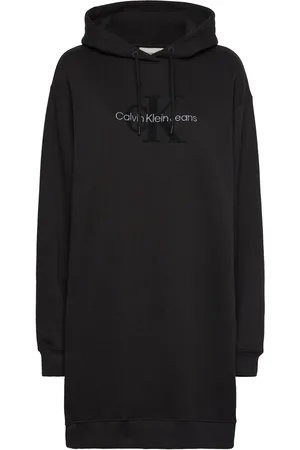 Calvin Klein Chenille Monologo Hoodie Dress Lyhyt Mekko Black