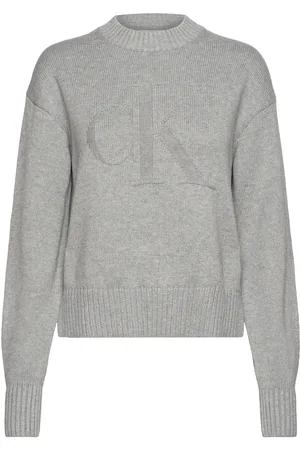 Calvin Klein Ck Intarsia Loose Sweater Tops Knitwear Jumpers Grey