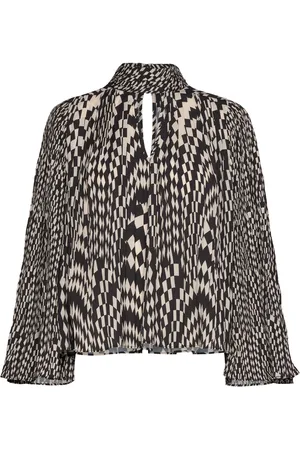 French Connection Fern Arie Pleated Ella Ggt Top Tops Blouses Long-sleeved Black