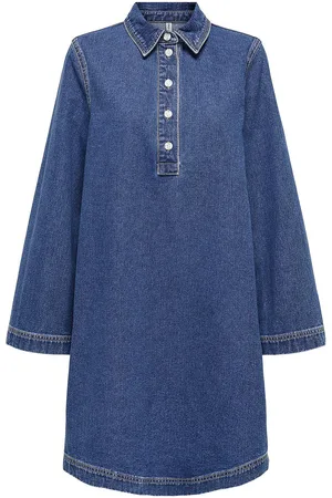ONLY Onlfreya L/S Bell Dress Dnm Gua Lyhyt Mekko Blue