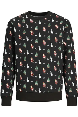 JACK & JONES Jjxmas Merry Aop Sweat Crew Neck Jnr Tops Knitwear Pullovers Green Jack & J S