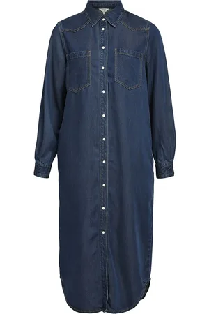 Object Objframa Dnm Lo L/S Shirt Dress Cc1 Aw Polvipituinen Mekko Navy