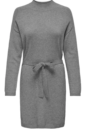 ONLY Onlleva Ls Belt Dress Ex Knt Lyhyt Mekko Grey