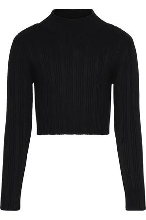 TOM TAILOR Cropped Knit Pullover Tops Knitwear Pullovers Black