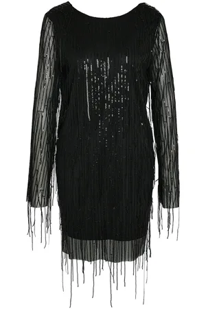 Noisy May Nmstarlet L/S Sequin Short Dress Wvn Lyhyt Mekko Black