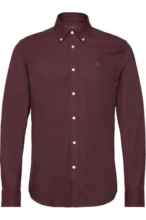 Morris Watts Flannel Shirt-Slim Fit Tops Shirts Casual Burgundy