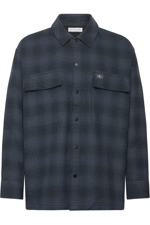 Calvin Klein Check Overshirt Tops Overshirts Navy