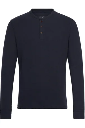 Superdry Merchant Grandad Top Tops T-shirts Long-sleeved Navy
