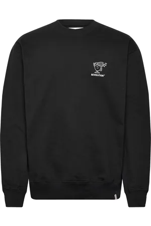 Revolution Printed Crewneck Tops Sweat-shirts & Hoodies Sweat-shirts Black