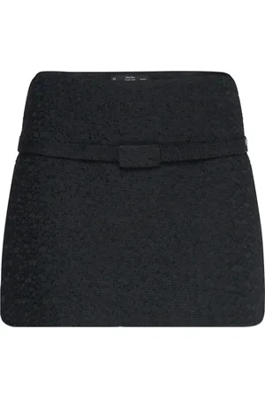 MANGO Tweed Mini-Skirt With Decorative Belt Skirts Short Skirts Black