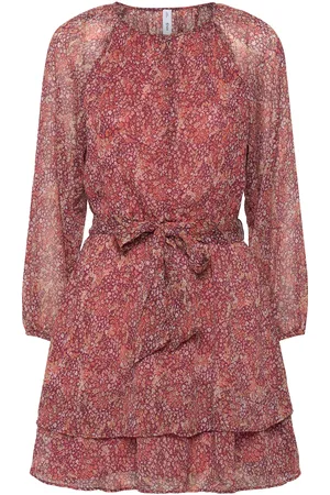 MANGO Short Floral-Print Dress Lyhyt Mekko Red